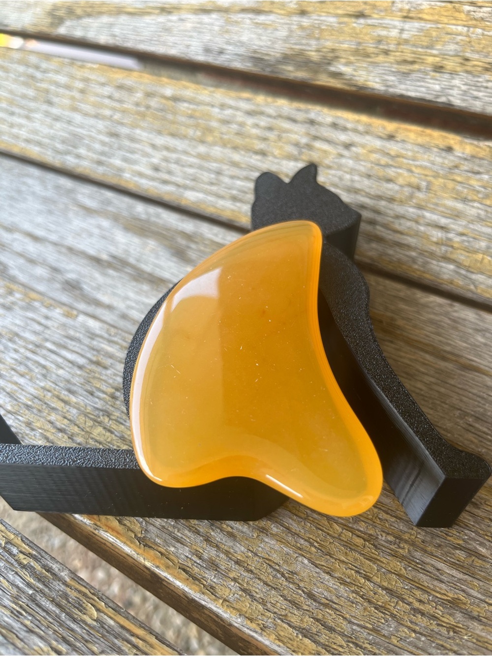 Natural Orange Gua Sha Massage Tool Polished Facial & Body Scraping Stone – 3.5”